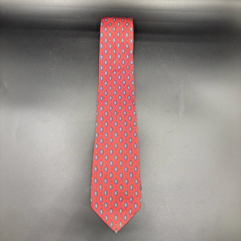 Tommy Hilfiger Men's Neck Tie Silk Star Print Red Blue Gold USA‎